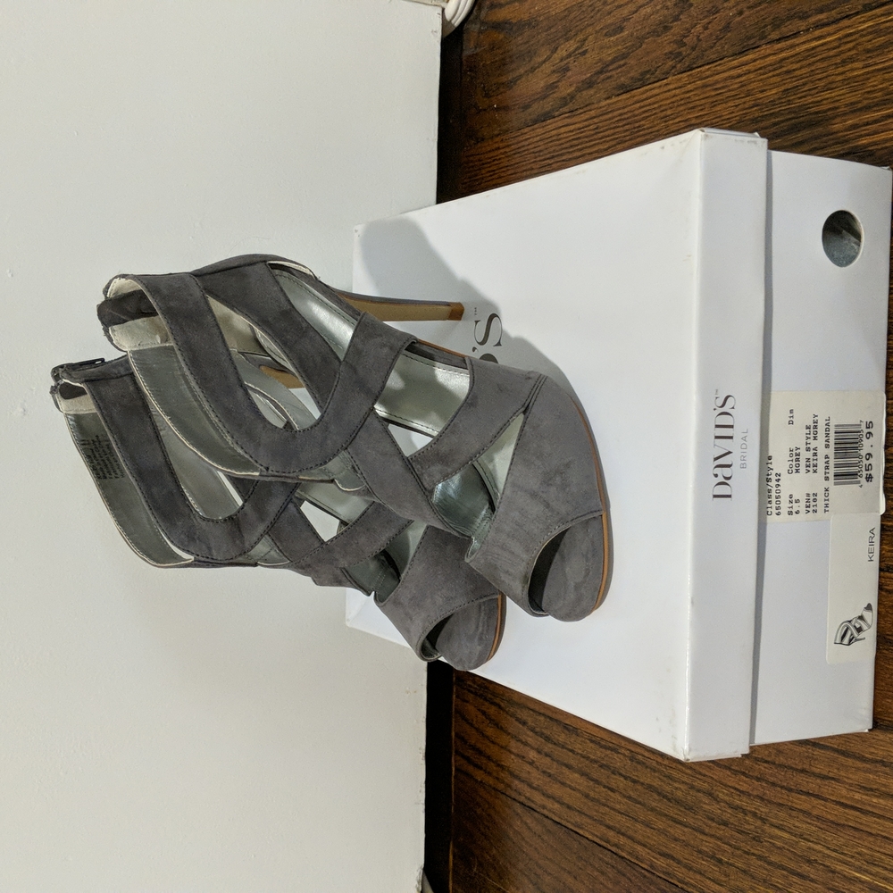 Grey David's Bridal strap heel